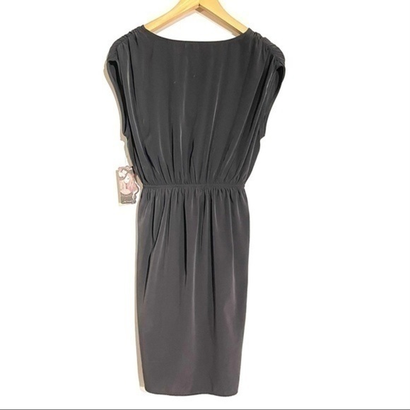 NWT Soprano Nordstrom Evening Dress V-neck Small Gray/ Green Silk Mini Dress - Picture 2 of 13